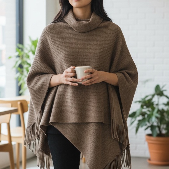 Wallis Brown Women's Poncho Sweater - Picture 2 of 8